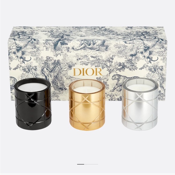 Dior Black, Gold, and Silver Candle Set